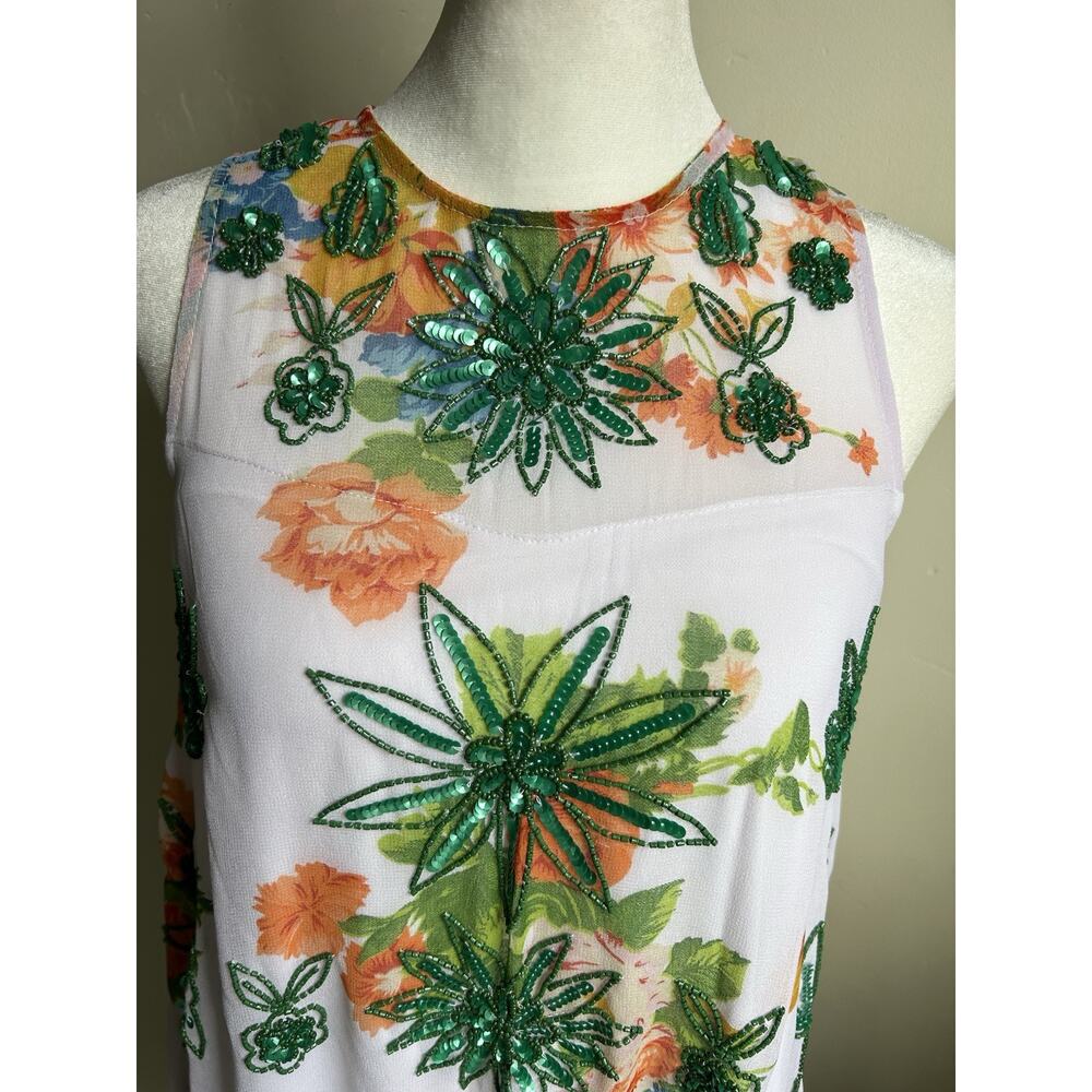 Raga Anthropologie Beaded Sequin Floral Mini Dress S Sleeveless Boho NWT - Picture 5 of 16